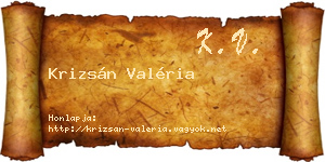 Krizsán Valéria névjegykártya